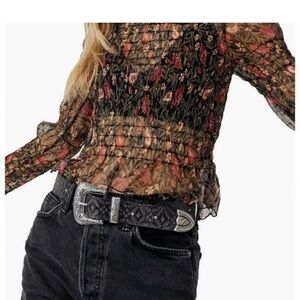 Free People Tops | Free People, Sheer Floral Blouse, Women's Medium